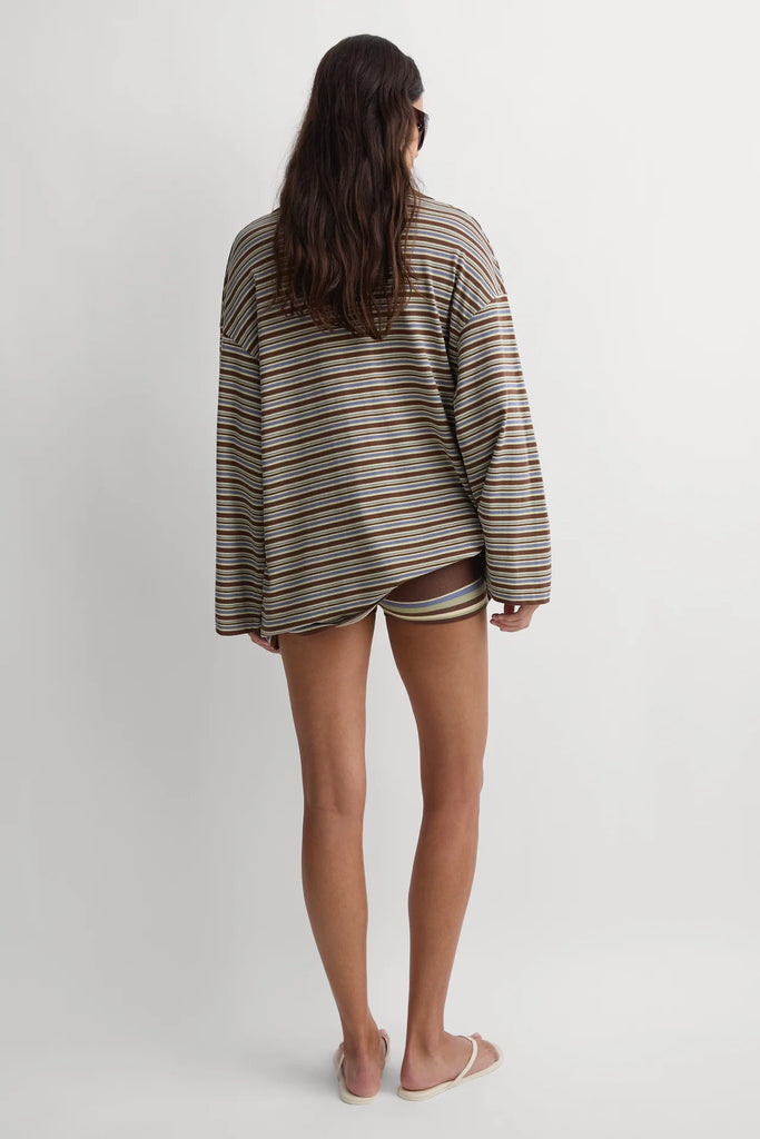 Faithful - Ivana Polo Shirt - La Palma Stripe Carob