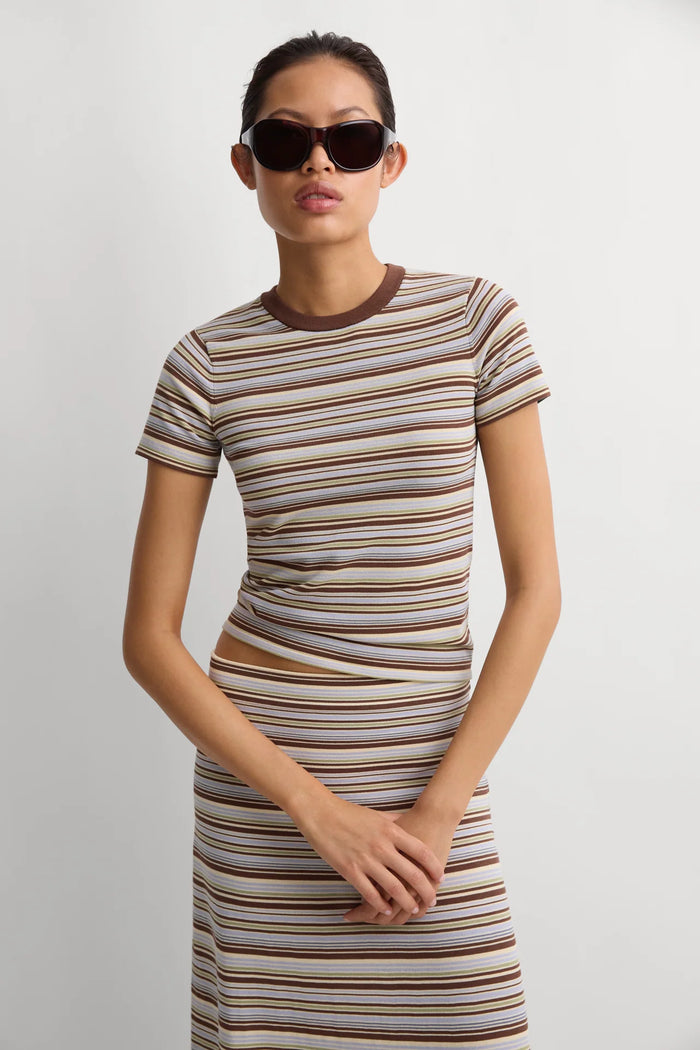 Faithful - Leandra T-Shirt - Canaria Stripe Carob