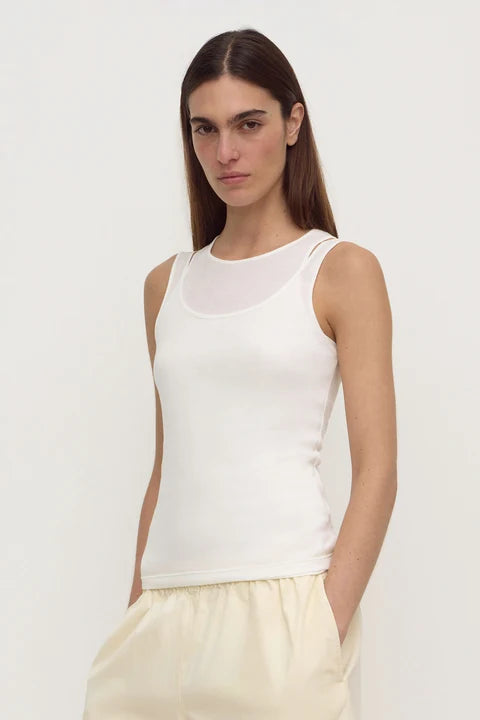 Assembly - Mika Jersey Layered Tank - White