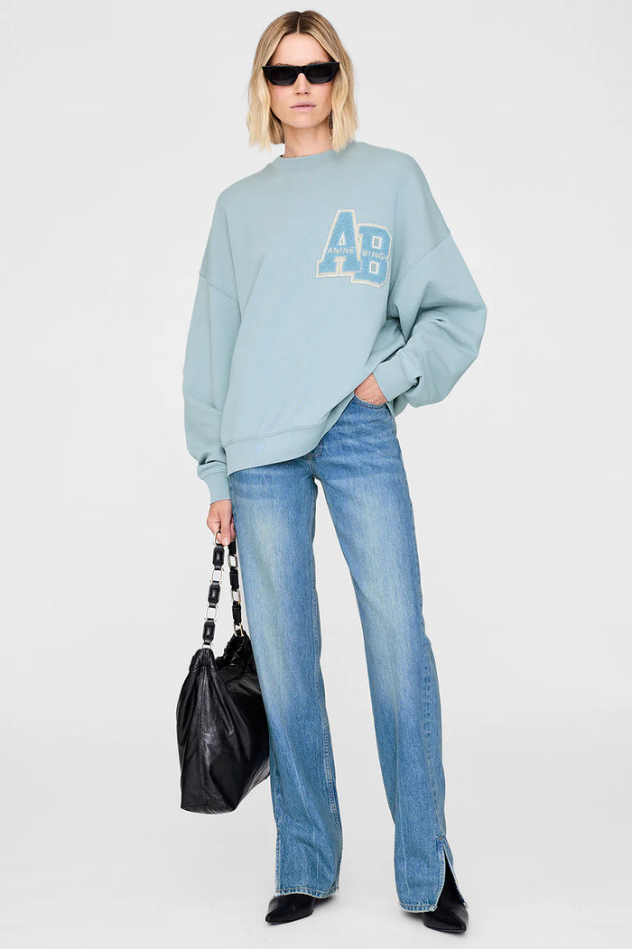 Anine Bing- Miles Oversized Sweatshirt- Letterman- Pastel Blue