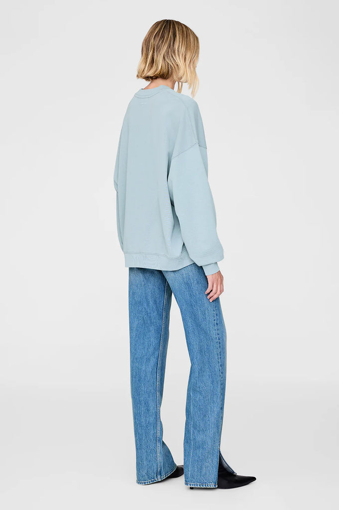 Anine Bing- Miles Oversized Sweatshirt- Letterman- Pastel Blue