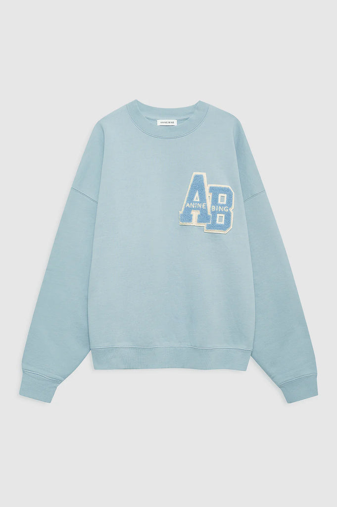 Anine Bing- Miles Oversized Sweatshirt- Letterman- Pastel Blue
