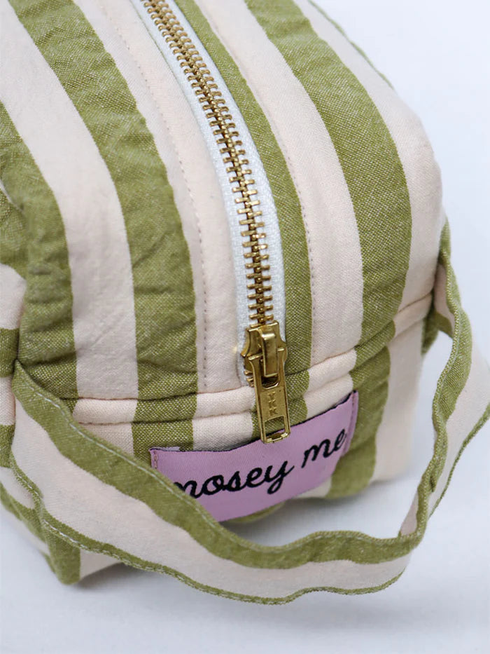 Mosey Me -  Seersucker Stripe Dopp Kit- pistachio