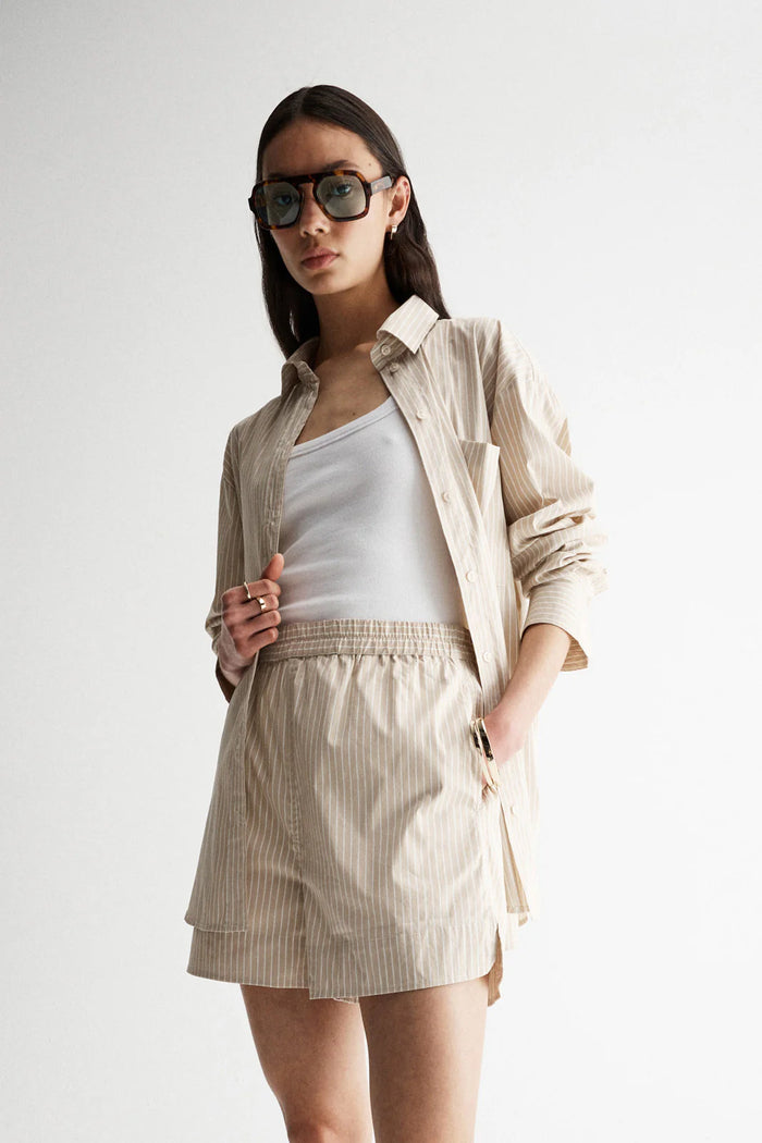Elka - Poppy Shirt - Oat stripe