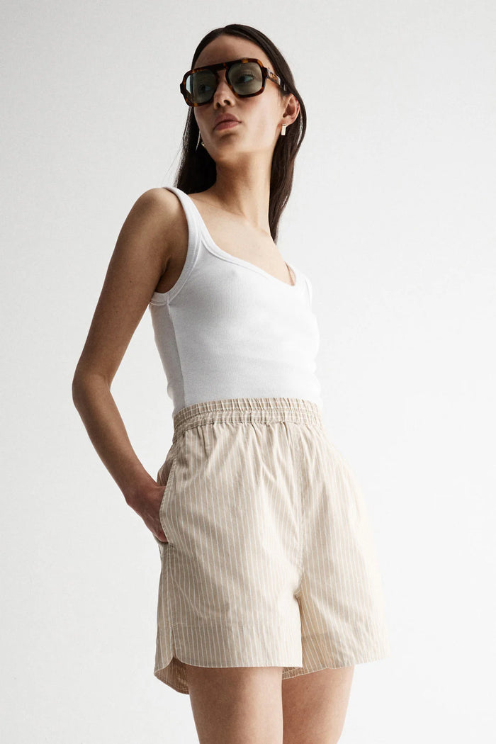 Elka - Poppy Short - Oat Stripe