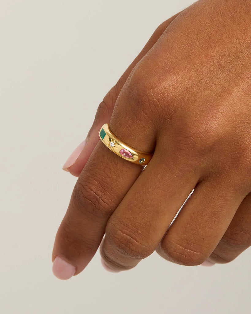 BY CHARLOTTE- GOLD VERMEIL- CONNECT TO THE UNIVERSE- RING