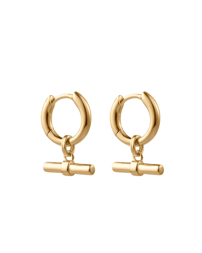 Kirstin Ash - Rhythm T-Bar Hoops - 18k Gold PLated