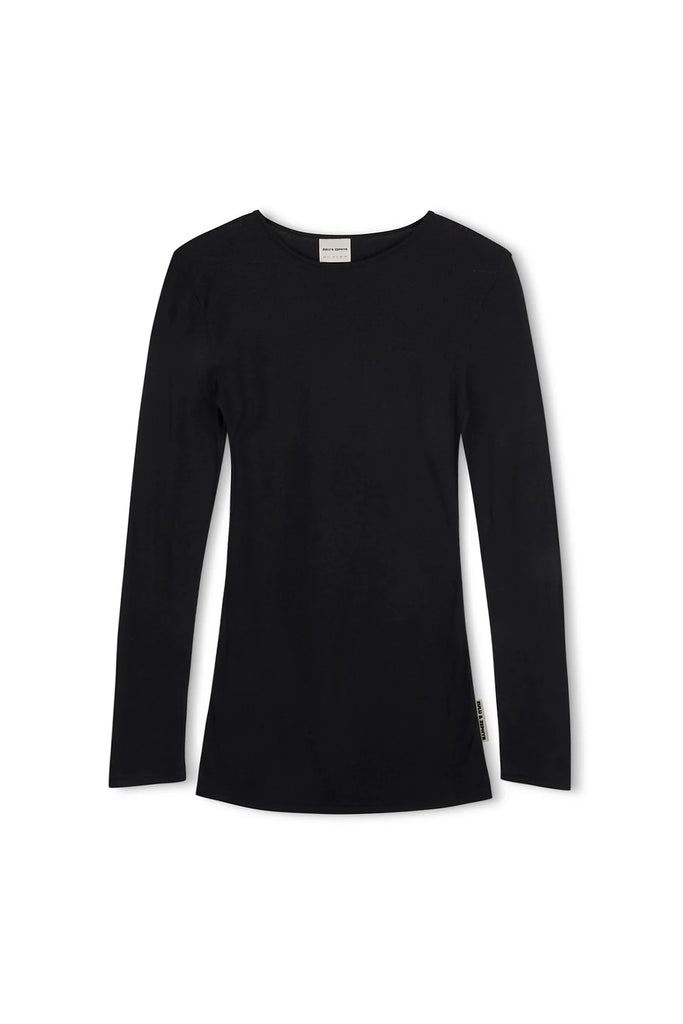 Zulu & Zephyr - Rib Hemp Jersey Long Sleeve Top - Black