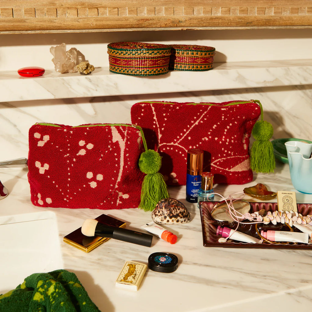 Sage x Clare - Lucia Terry Pouch Large - Crimson