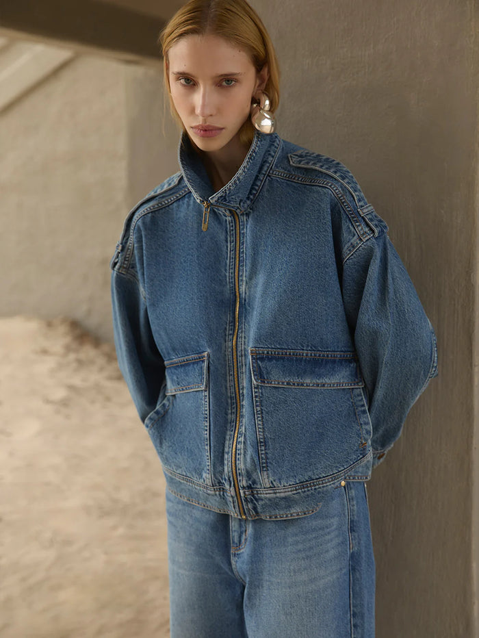 Kivari- Rita Denim Jacket- Drift Blue