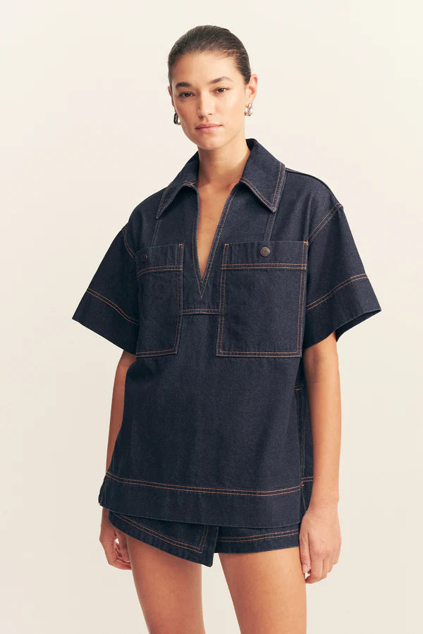 SHONA JOY- RITA PULLOVER TOP- DEEP INDIGO