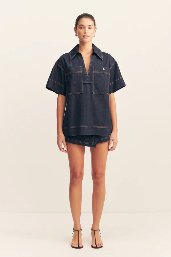 SHONA JOY- RITA PULLOVER TOP- DEEP INDIGO