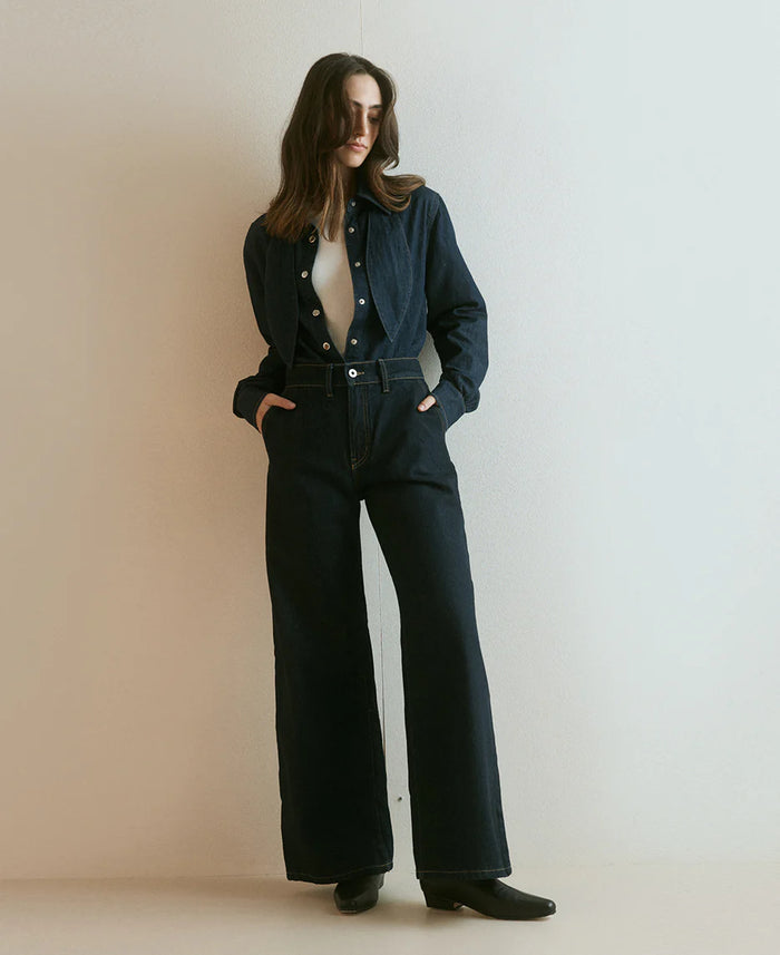 Outland Denim- Skye Mid Wide Trouser- Starlight