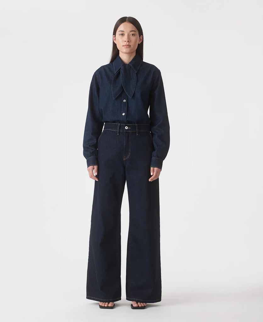 Outland Denim- Skye Mid Wide Trouser- Starlight