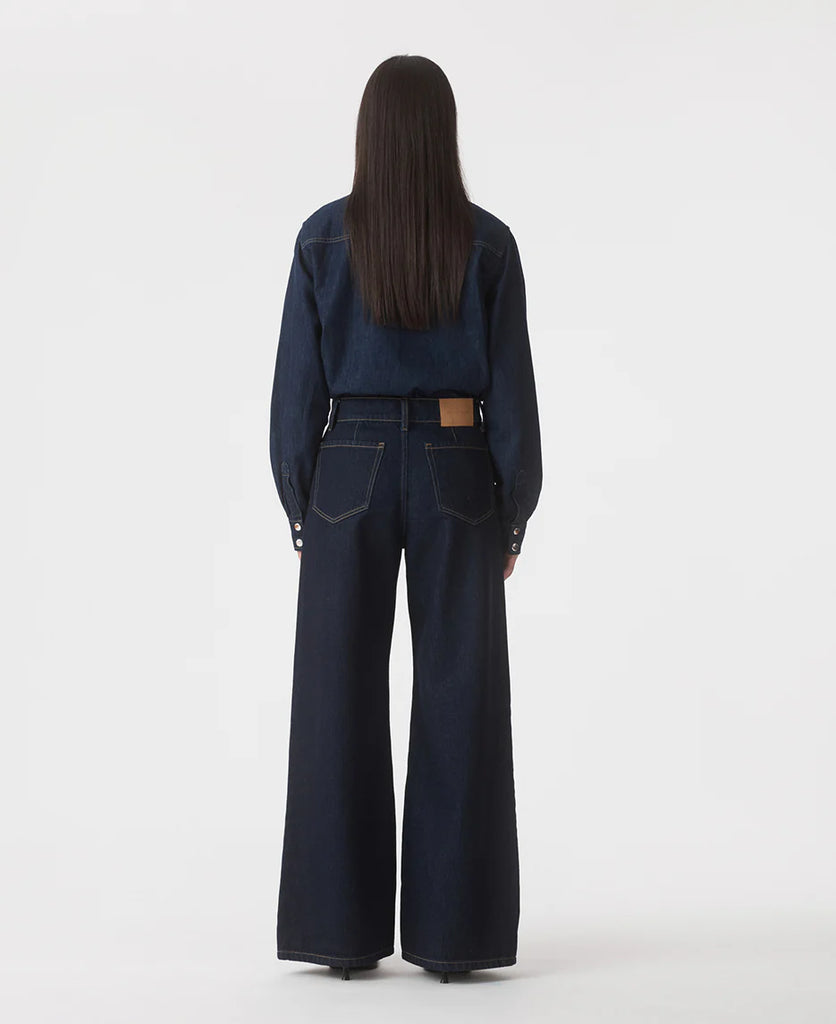 Outland Denim- Skye Mid Wide Trouser- Starlight