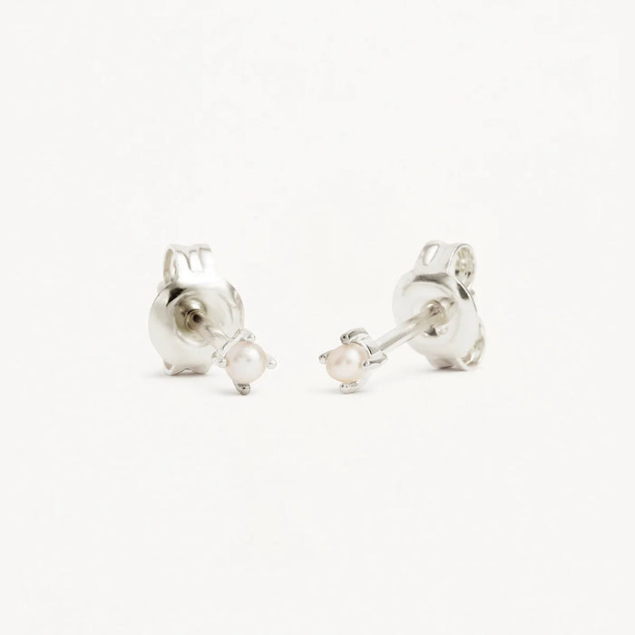 By Charlotte - Moonlight Pearl Stud Earrings - Silver