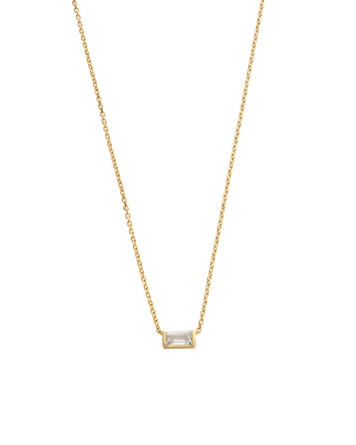 Kirstin Ash -White Topaz (April) BAGUETTE BIRTHSTONE NECKLACE - 18k Gold Vermeil