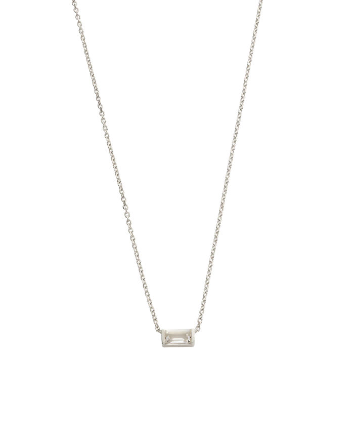 Kirstin Ash - White Topaz (April) BAGUETTE BIRTHSTONE NECKLACE - Sterling Silver