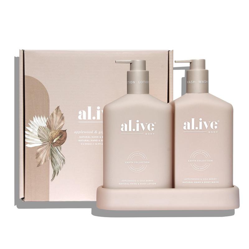Al.ive - WASH & LOTION DUO + TRAY - APPLEWOOD & GOJI BERRY