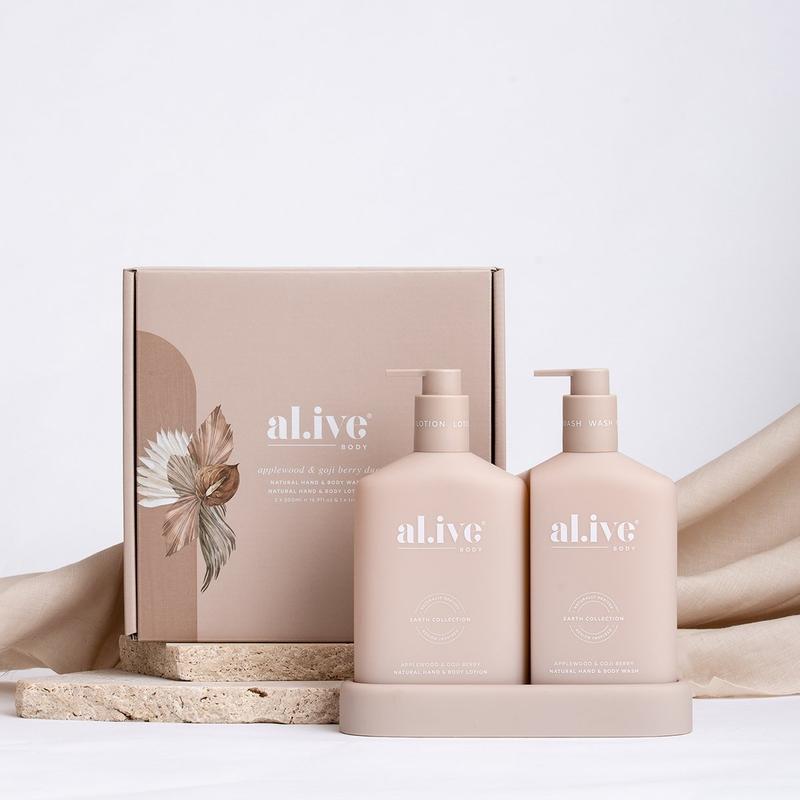Al.ive - WASH & LOTION DUO + TRAY - APPLEWOOD & GOJI BERRY